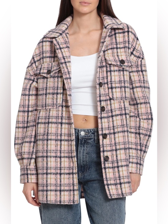Avec Les Filles Jackets & Blazers - Avec Les Filles Plaid Boyfriend Oversized Shacket